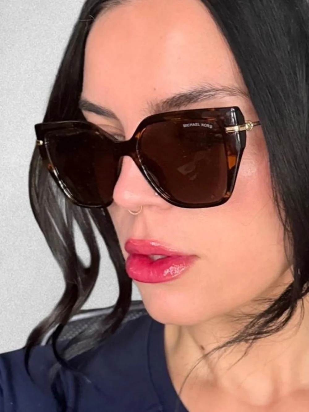 Michael Kors Tortoiseshell Square Sunglasses with Brown Lenses